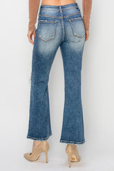 High Rise Distressed Ankle Flare Jeans for Women by Risen - Full Size & Chic